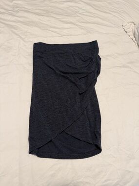 Lush Dark Blue Wrap-Front Mini Skirt